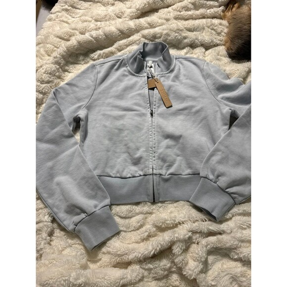 Skims Boyfriend Fleece Track Jacket in Zen Blue, Small - Picture 5 of 8